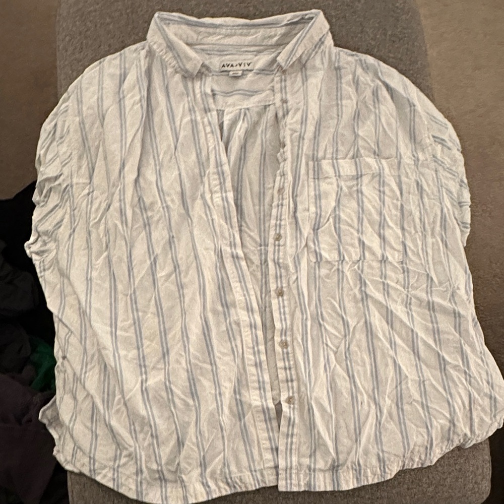 Ava & Viv Light Blue Striped Casual Shirt